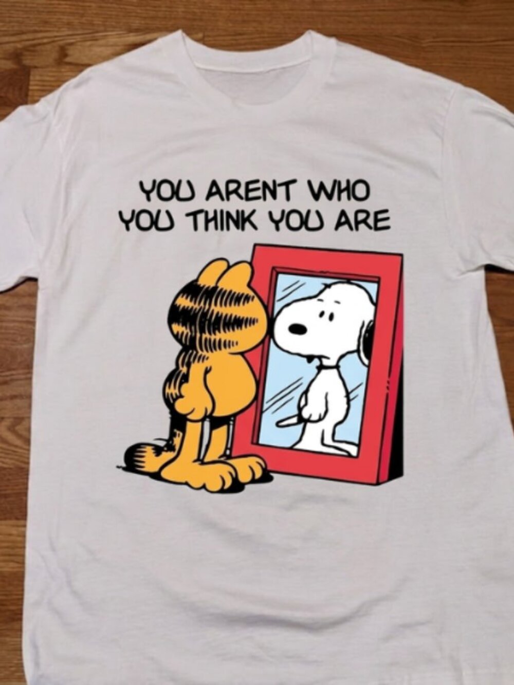 Snoopy & Garfield Identity Graphic White T-Shirt
